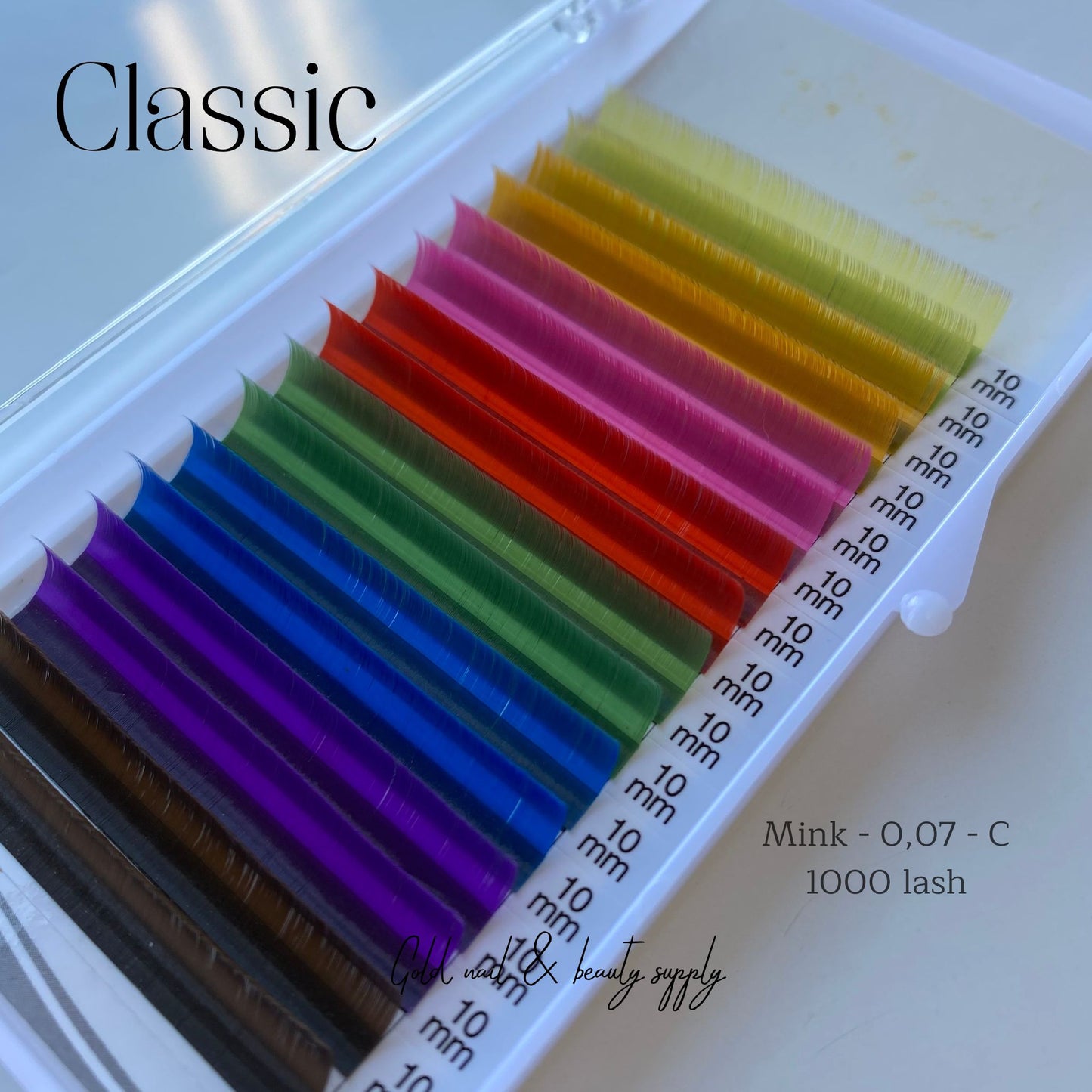 Faux Mink Classic Lash Tray 0.07 Mix Colors (1000 Lashes, Size 10-12mm) - Gold nail & beauty supply (beauty supply in Barrie, ON, Canada)