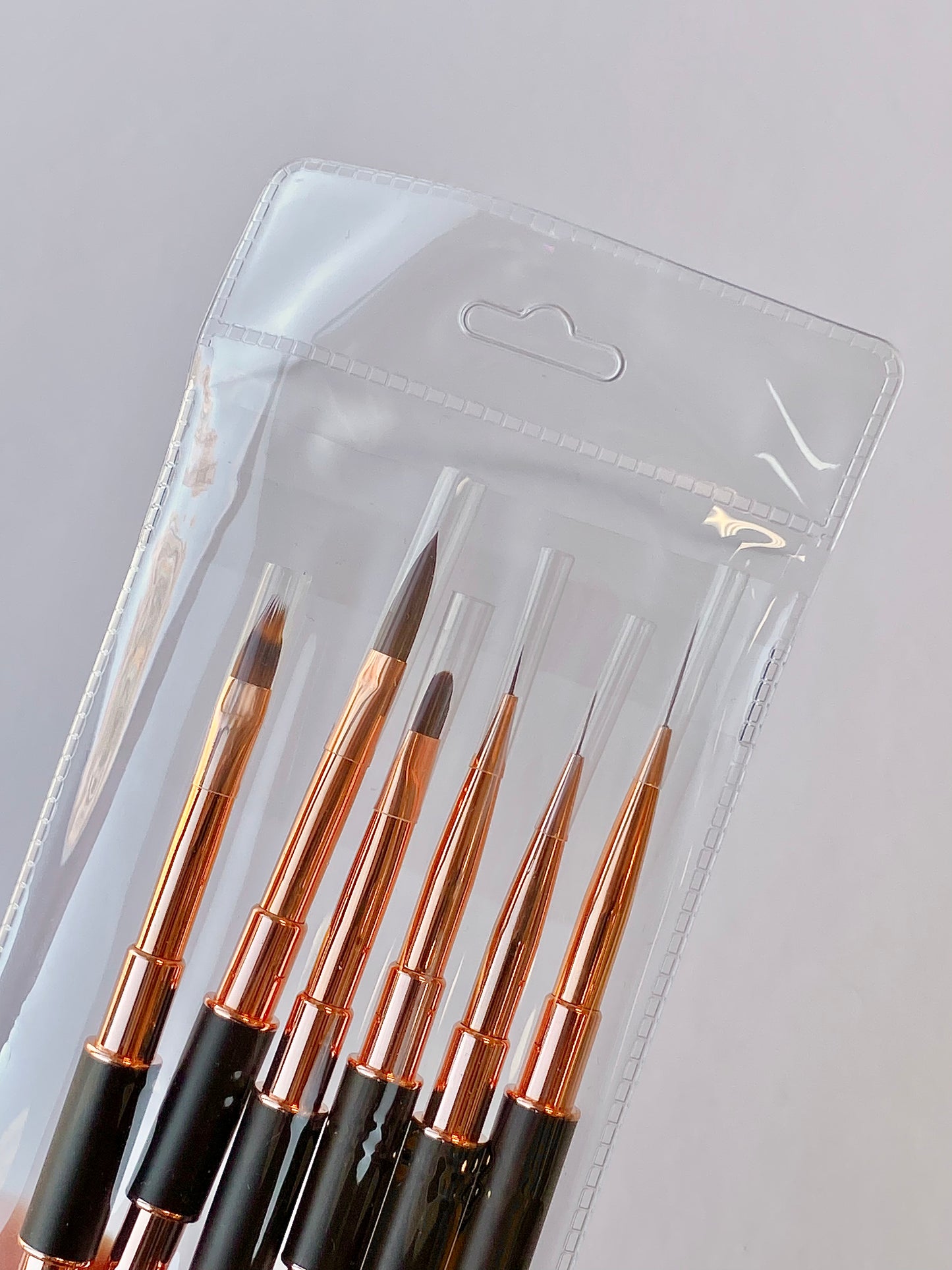Professional Double-ended Nail Art Brush Set- 6pcs / Gold Nail & Beauty Supply