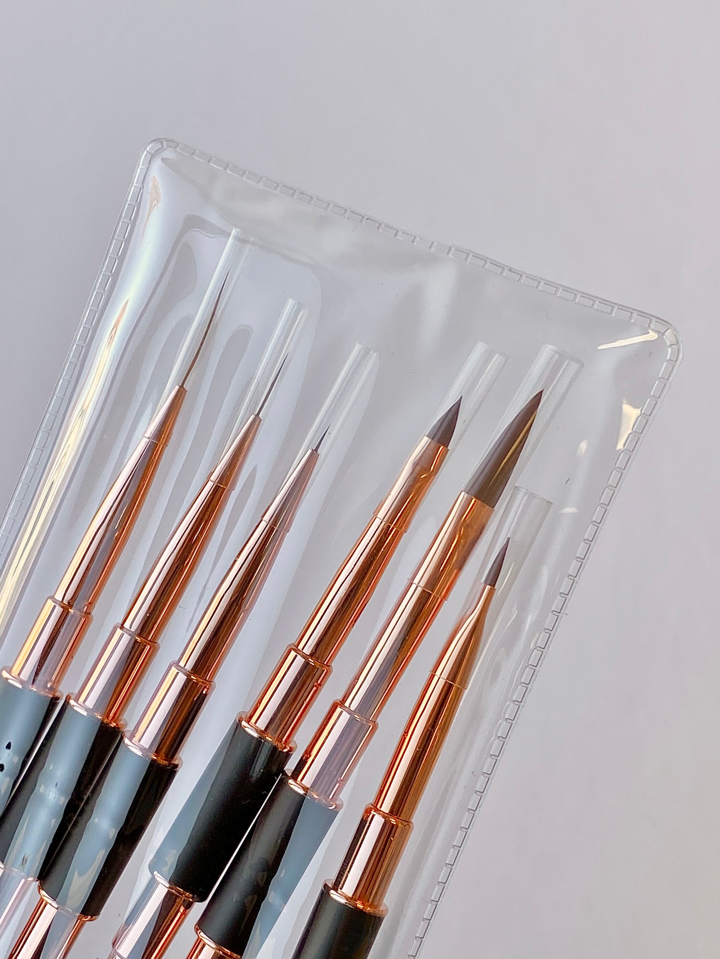 Professional Double-ended Nail Art Brush Set- 6pcs / Gold Nail & Beauty Supply